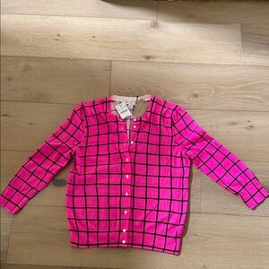 J. Crew Pink and Black Grid Sweater